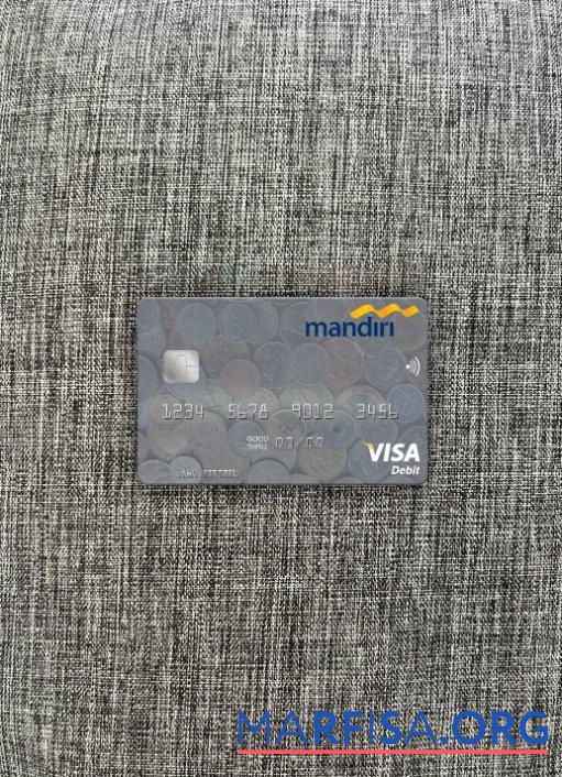Printable Indonesia Bank Mandiri visa debit card photolook front download for verification